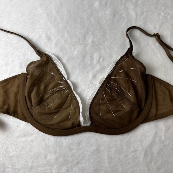 Victorias Secret Very Sexy Brown & White Mermaid Crochet Lace Bra Size 34C NWT - Picture 8 of 8